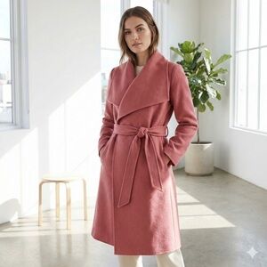 Danier Terracotta Rose Pink Samantha Wool Waterfall Wrap Coat - Medium